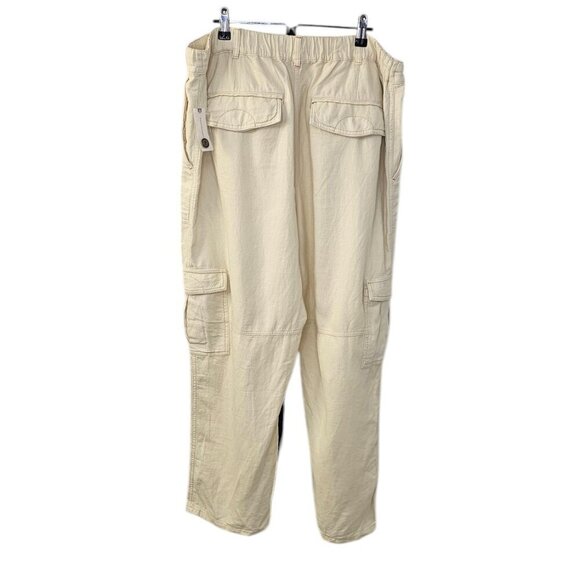 Anthropologie Pilcro Slim Linen Blend Beach Cargo Pants Ivory Size XL NWT - Picture 2 of 13
